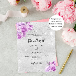 Convite para casamento de prata rosa violeta