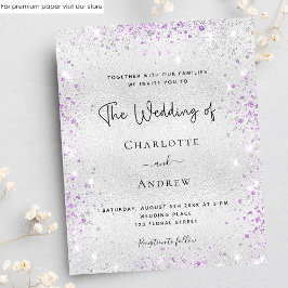 Convite para casamento de prata roxa-prata