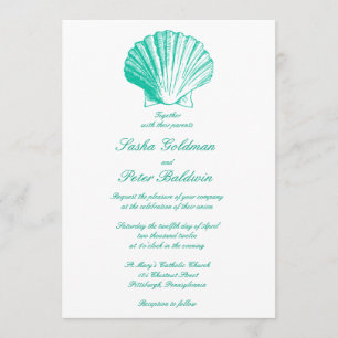 Convite para Casamento de Prateleiras do Mar Aqua