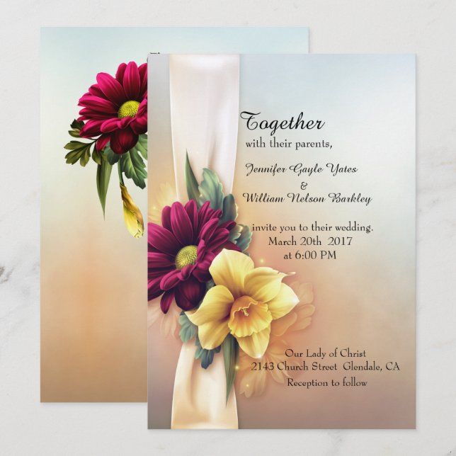 Convite para Casamento de primavera Blooms (Frente/Verso)