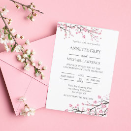 Convite para Casamento de primavera Cherry Blossom