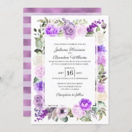 Convite para Casamento de primavera Floral Roxo