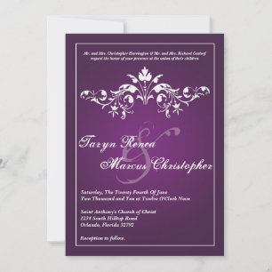 Convite para Casamento de Púrpura de Filigrana 5x