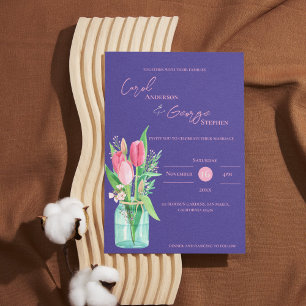 Convite para Casamento de Púrpura e Pincel Mason J