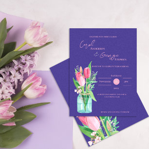 Convite para Casamento de Púrpura e Pincel Mason J