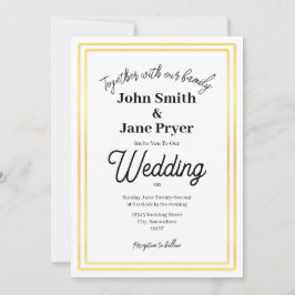 Convite para Casamento de Quadro Dourado Elegante