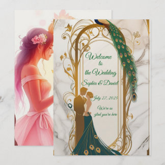 Convite para Casamento de Quadro Dourado Elegante
