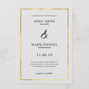 Convite para Casamento de Quadro Dourado Sólido