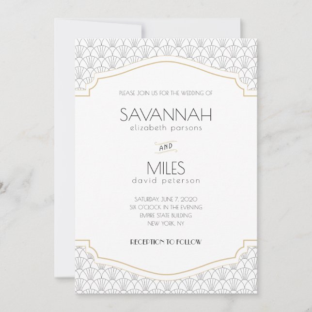 Convite para Casamento de Quadros de Arte Deco (Frente)