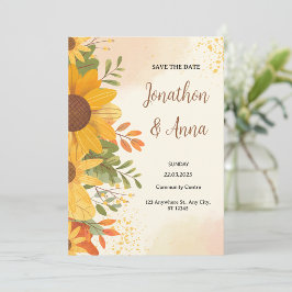 Convite para Casamento de Quadros de Flor Amarelo