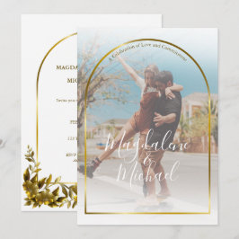 Convite para Casamento de Quadros Dourados de Foto