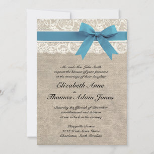 Convite para Casamento de Quebra Azul e Lace Branc