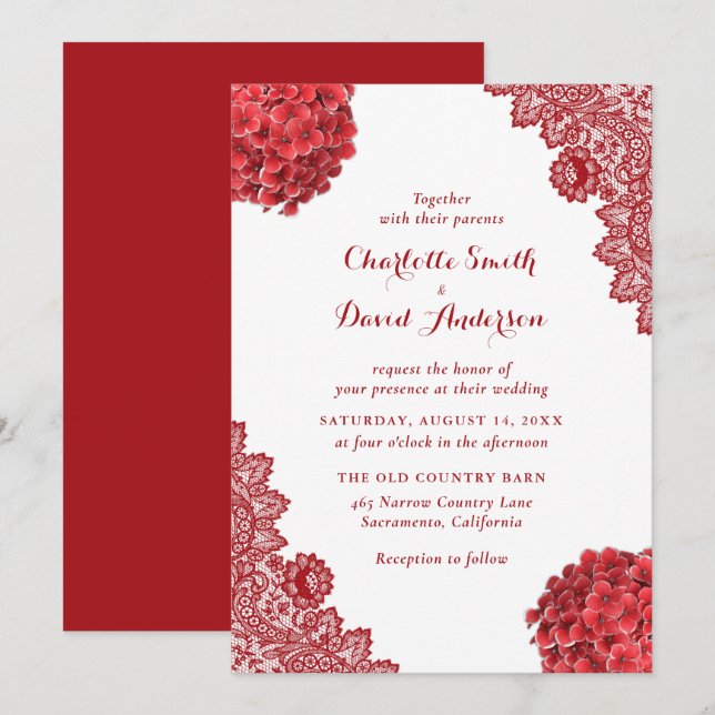 Convite Para Casamento De Raça Vermelha Rústica (Frente/Verso)