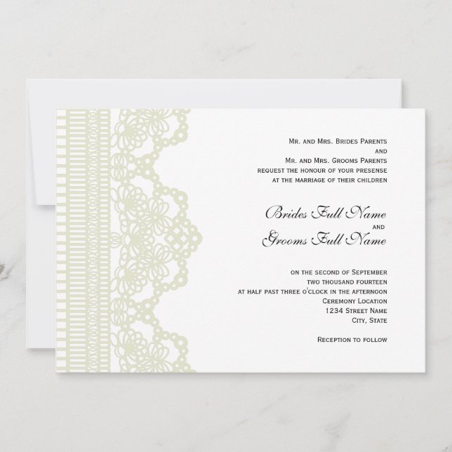 convite para casamento de renda (Frente)