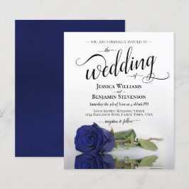 Convite para Casamento de Rosa Azul Marinho do Si