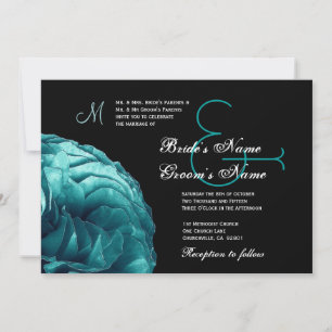 Convite para Casamento de Rosa Azul Turquesa