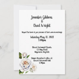 Convite para Casamento de Rosa Branca, 5x7"