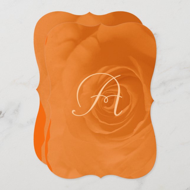 Convite para Casamento de Rosa de Coral Laranja El (Frente/Verso)