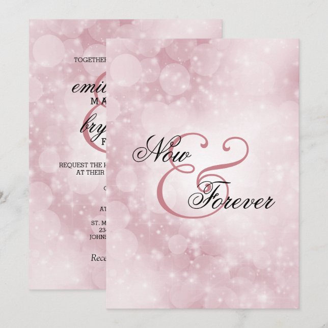 Convite para Casamento de Rosa de Dusty para sempr (Frente/Verso)