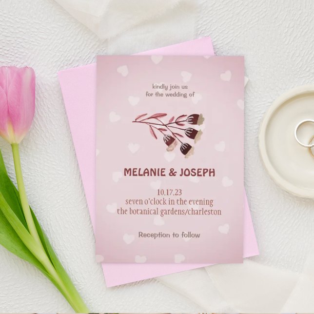 Convite para Casamento de rosa de nata moderna (Criador carregado)
