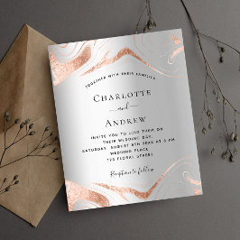 Convite para casamento de rosa de ouro de prata de