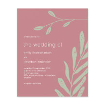 Convite para Casamento de Rosa Dusty Foliage do Or