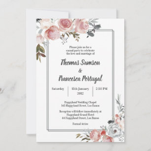 Convite para Casamento de Rosa e Thistle Watercolo