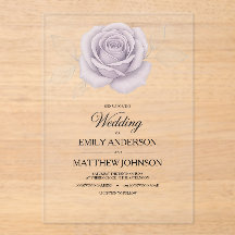 Convite para Casamento de Rosa Roxo Elegante Acríl