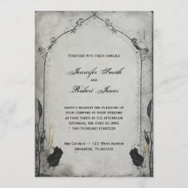 Convite para Casamento de Rosa Trellis Preto Gótic
