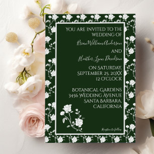 Convite para Casamento de Rosa Verde Emerald