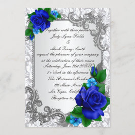 Convite para Casamento de Rosas Azuis Elegantes