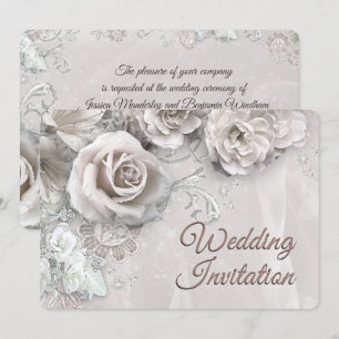Convite para Casamento de Rosas Brancas Antigas El