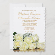 Convite para Casamento de Rosas Brancas Elegantes
