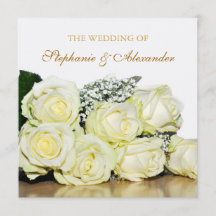 Convite para Casamento de Rosas Brancas Elegantes