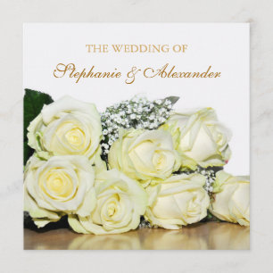 Convite para Casamento de Rosas Brancas Elegantes