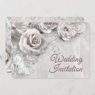 Convite para Casamento de Rosas Brancas Legais Ant