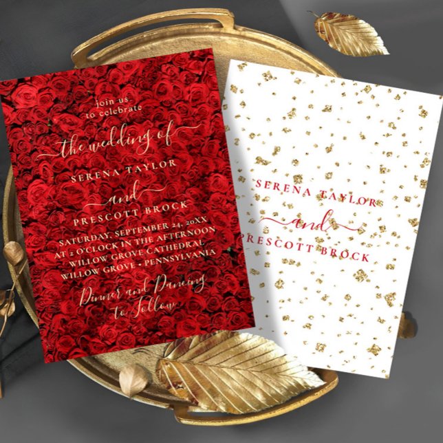 Convite para Casamento de Rosas de Amor Vermelho (Criador carregado)