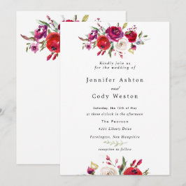 Convite para Casamento de Rosas de Aquarela Burgun