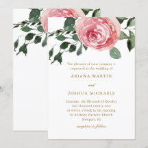 Convite para Casamento de Rosas de Aquarela Elegan