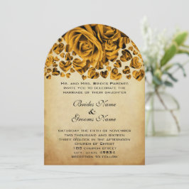 Convite para Casamento de Rosas Dourados
