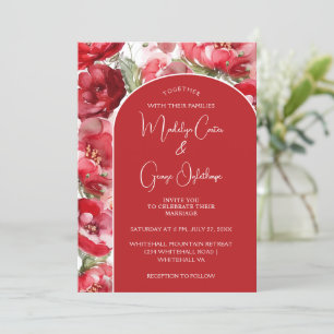 Convite para Casamento de Rosas Enchidos e Vermelh