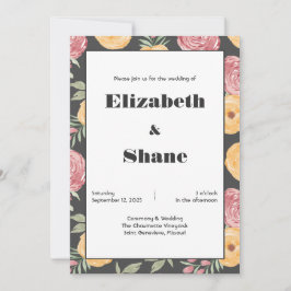 Convite para casamento de Rosas negros e brilhante