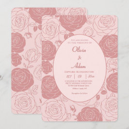 Convite para Casamento de Rosas Rosa