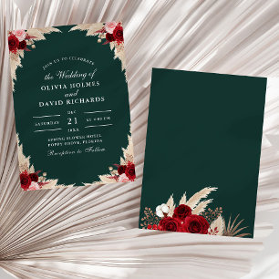 Convite para Casamento de Rosas Tropicais Emerald 