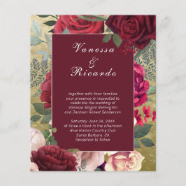 Convite para Casamento de Rosas vermelhas Blush Bu