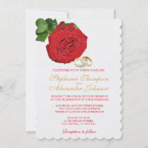 Convite para Casamento de Rosas vermelhas Elegante