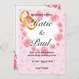 Convite para Casamento de Roses rosa Elegante