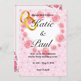 Convite para Casamento de Roses rosa Elegante