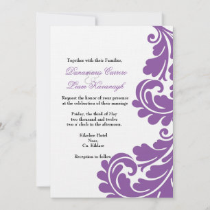Convite para Casamento de Roxo e Branco - Personal
