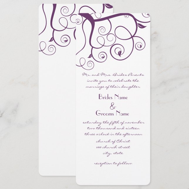 Convite Para Casamento De Roxos (Frente/Verso)